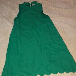 collared green dress with scallop detailing